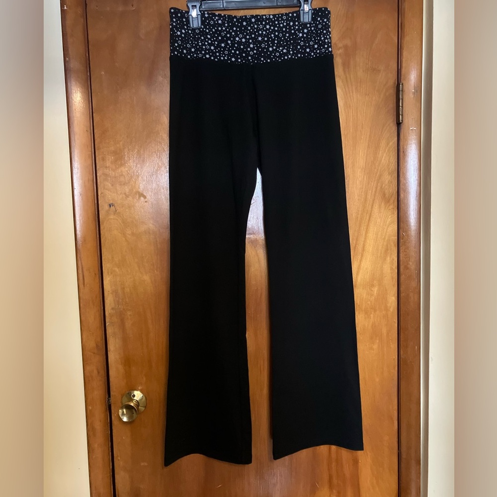 Victoria's Secret Black Wide-Leg Pants with Starry Waistband